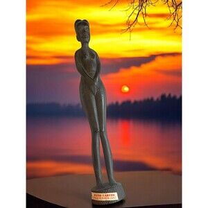 Vintage Kenya African Woman Hand Carved Wood Carving Figurine Statue Native 18”